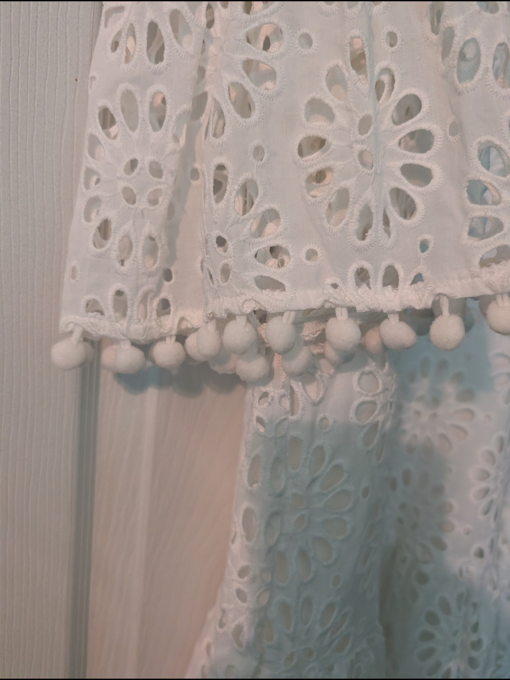 Lilly Pulitzer Bekah White Eyelet Dress Pom-pom Trim - Picture 4 of 6